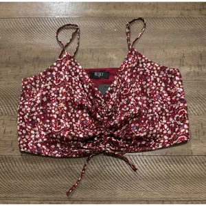 NWT Reset by Jane Floral Ruched Crop Top thumbnail 1