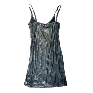 BKE Metallic Shimmer Cami Tank Top Silver Black V-Neck Spaghetti Strap Medium thumbnail 5
