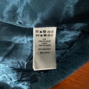 Christian Siriano Faux Fur Coat Teal Blue Womens Sz S Mob‎ Wife Whimsigoth Fairy thumbnail 9