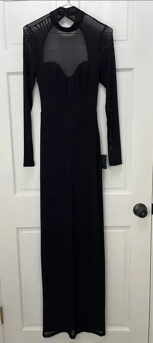 NWT Lulus Sensational Appeal Black Mesh Cutout Long Sleeve Maxi Dress - Size XS thumbnail 1