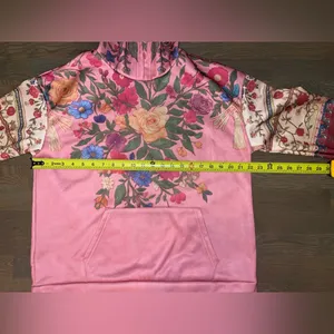 Pink Floral Hoodie with Garden Motif thumbnail 2