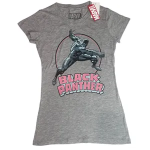 Marvel Black Panther Graphic Tee XS Gray Short Cap Sleeve Fitted thumbnail 1