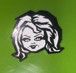 Black & White Cartoon Face Enamel Pin thumbnail 1