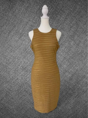 Bisou Bisou Gold Shimmer Bodycon Cocktail Dress Size 4 thumbnail 2
