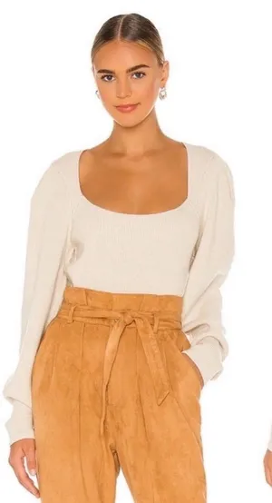 Free People Saffron‎ open back Ivory Ribbed Knit Sweater size medium, nwt thumbnail 1