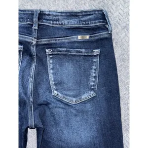 KanCan High Rise‎ Flare Jeans Dark Wash Button Fly Frayed Hem Size 30 thumbnail 8
