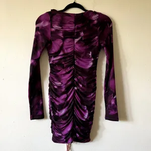 Oh Polly Long Sleeve Ruffle Detail Mini Dress in Multi Print purple Size 6 New thumbnail 5