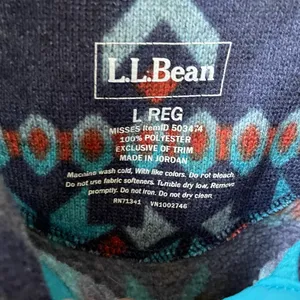 L.L. Bean Aztec Southwestern Print Pullover Fleece Jacket Sweatshirt 1/4 Snap L thumbnail 7