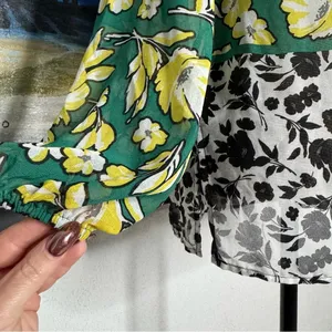 Karen Kane Green/Yellow Citrus Floral Chiffon Peasant Tunic Top SMALL Cottage thumbnail 5