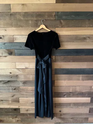 Vintage 90s CDC Black Velvet Wide Leg Jumpsuit Size 4 thumbnail 7