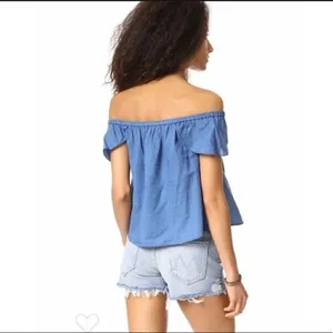 Madewell Indigo Cotton Chambray Off Shoulder Short Sleeve‎ XXS thumbnail 2