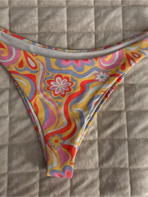 Women’s Floral Swirl Bikini Bottom - Pink, Yellow & Red Size M/L thumbnail 2