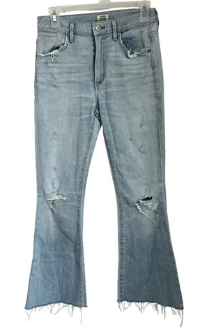 Citizens of Humanity Fleetwood High Rise Flare‎ Light Wash Raw Hem Jeans Sz 27 thumbnail 1