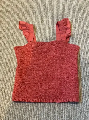 Old Navy Coral Ruffle Top M thumbnail 1