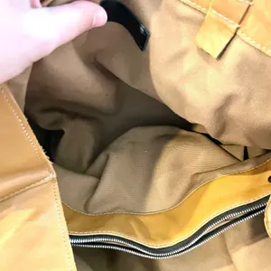 NewbarK Tan Leather Slouchy Oversized Tote Top Handle Bag Boho Luxe 90s Minimal thumbnail 10