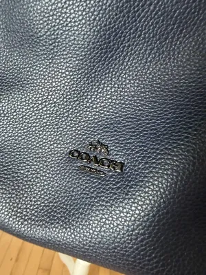 Coach Turnlock Edie Shoulder Bag Navy Pebbled Leather with Chain Link Straps thumbnail 2