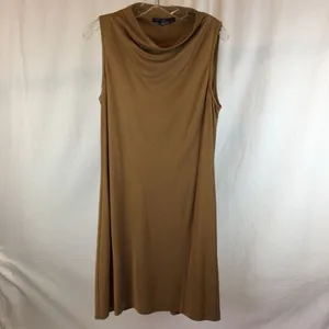 Ron Leal Brown Jersey Sleeveless Drape Cowl Neck Shift Dress 10 thumbnail 5