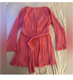 Lovers + Friends Pink Pleated Bianca Mini Dress Long Sleeve thumbnail 6