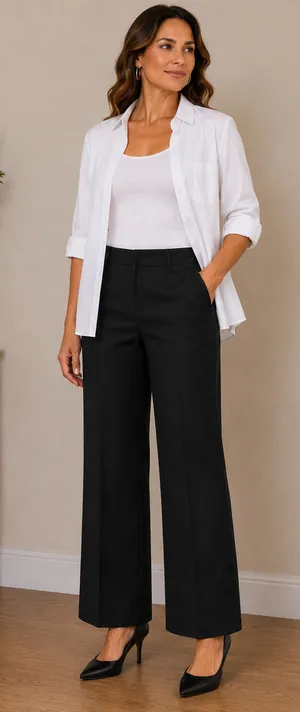 Alfani Black‎ Linen Rayon Wide Leg Dress Pants Size 14 thumbnail 1