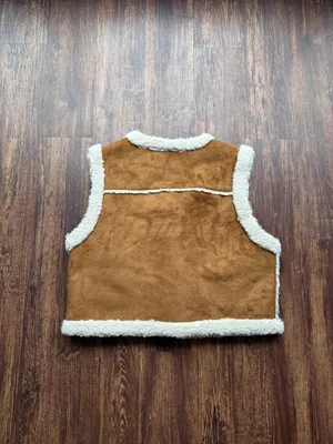NWT RD Style Women’s Faux Suede & Sherpa Toggle Vest Cozy Winter Layer - Size L thumbnail 2