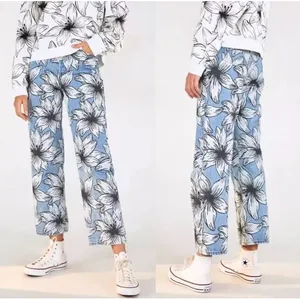 Levis x Farm Rio Ribcage Straight Jeans Womens 24 Blue Tropical Ankle High Rise thumbnail 2