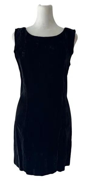 Vintage Y2K Germain Paris Black Velvet Scoop Neck Sleeveless Mini Dress thumbnail 1
