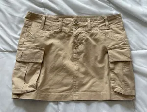 Brandy Melville Khaki Cargo Mini Skirt Tan 100%‎ Cotton Utility Beachy Summer thumbnail 1
