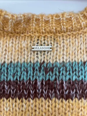 Billabong Striped Crewneck Sweater in Yellow, Brown & Teal thumbnail 7