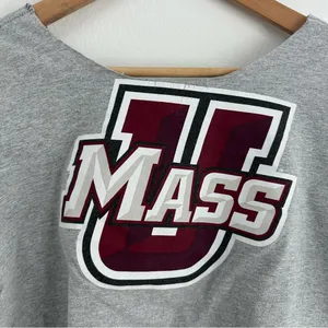 Adidas University of Massachusetts UMASS distressed cropped off the shoulder top thumbnail 6