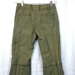 Eddie Bauer Utility Cargo Pants Womens 2 Green Roll Tab Convertible Leg Y2K thumbnail 9