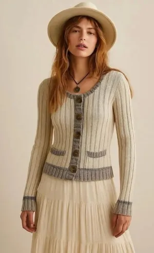Free People Cream Tan Walk In The Park Knit Angora Blend Button Up Cardigan thumbnail 1