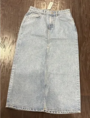 The‎ Drop Dixon Womens Size Medium Indigo Denim Jean Skirt Front Slit Preppy NEW thumbnail 1