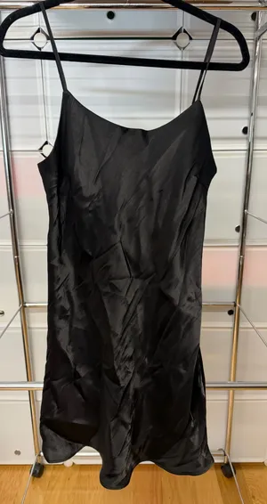 Forever 21 Black Satin Mini Slip Dress thumbnail 1