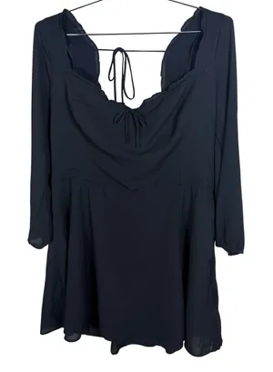 Abercrombie & Fitch Black Long Sleeve Mini Dress Smocked Back Pockets XL thumbnail 1