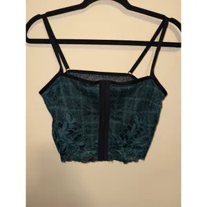 Aerie Women Emerald Floral Lace L‎ Corset Crop Top Whimsigoth Dark Romance thumbnail 2