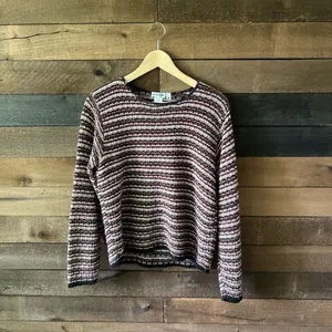 Vintage Paul Harris Designs Textured Maroon Stripe Knit Sweater Size M thumbnail 7