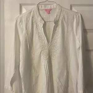 Lilly Pulitzer White Embroidered Tunic size L BNWOT length 31” bust 40” thumbnail 3