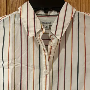 Madewell Slightly Oversized‎ Cotton Central Shirt in Sadie Stripe Multistripe XS thumbnail 6