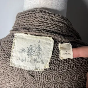 Angel of the North Anthropologie Brown Romi Cable Longline Open Front Cardigan thumbnail 9