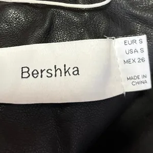Bershka Women's Black Vegan Faux Leather Zip Up Notch Collar Moto Coat Jacket S thumbnail 3