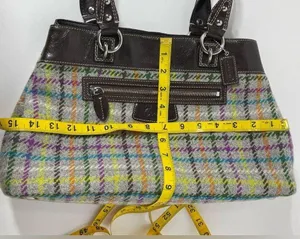 Coach Penelope Tattersall Colorful Plaid Wool Shoulder Bag Purse thumbnail 14