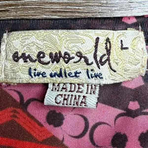 One World Tunic Top Pink Large‎ Boho Geometric Print Casual Summer Festival thumbnail 3
