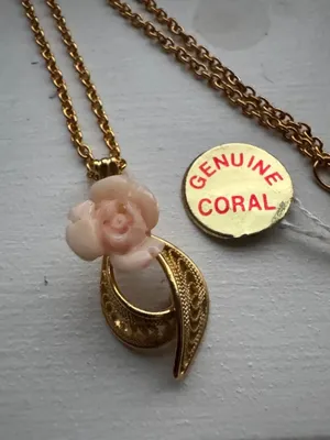 Vintage gold toned coral necklace thumbnail 1