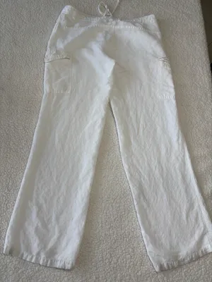 Streetwear Society White Linen Cargo Pants Wide Leg Y2K Drawstring size M thumbnail 9