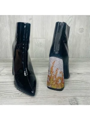 Dolls kill lady Godiva fire flame platform heels rhinestone patent leather boots thumbnail 3
