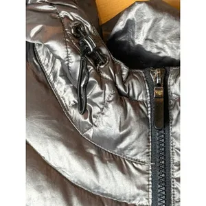 Andrew Marc Puffer Jacket Women Medium Pewter Lightweight Packable Down Hooded‎ thumbnail 5