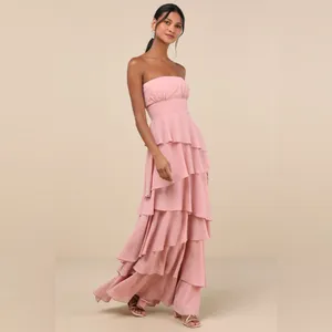 Lulus Gorgeous Essence Blush Strapless Tiered Maxi Dress thumbnail 4
