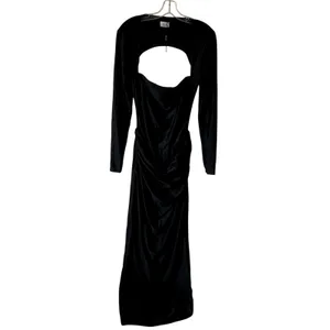 Oh Polly Quintessa Pearl-Detail Cut Out Open Back Maxi Dress Black Size 10 thumbnail 7
