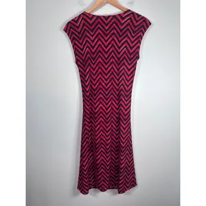 Lauren‎ Ralph Lauren Faux Wrap Dress Women M Pink Chevron Mod thumbnail 3