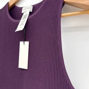 Aritzia Babaton‎ Sculpt Knit Racer Mini Dress L Dewberry Purple NWT Ribbed Tank thumbnail 3